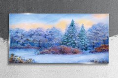 COLORAY.SK Skleneny obraz Akvarel snow strom les 120x60 cm