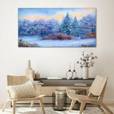 COLORAY.SK Skleneny obraz Akvarel snow strom les 120x60 cm