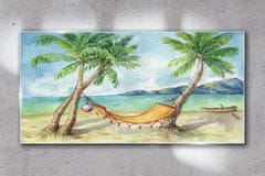 COLORAY.SK Skleneny obraz Beach palm sea hammock 120x60 cm