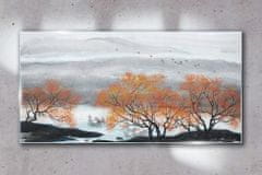 COLORAY.SK Skleneny obraz Hory stromy lode 140x70 cm
