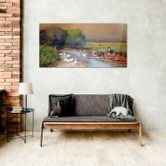 COLORAY.SK Skleneny obraz Maľba husia dediny 100x50 cm