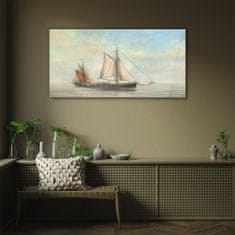 COLORAY.SK Skleneny obraz Maľovanie mora loďou rybár 100x50 cm