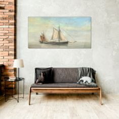 COLORAY.SK Skleneny obraz Maľovanie mora loďou rybár 100x50 cm