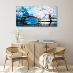 COLORAY.SK Obraz canvas Zimné riečny strom most 120x60 cm