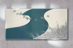 COLORAY.SK Sklenený obraz Zimná rieka snehové vtáky 100x50 cm