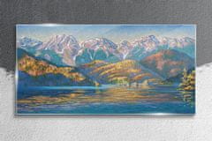 COLORAY.SK Skleneny obraz Maľovanie hory jazero 120x60 cm