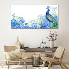 COLORAY.SK Skleneny obraz Kvety vták peacock 120x60 cm