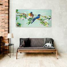 COLORAY.SK Skleneny obraz Vetvy listov kvetín vtáky 100x50 cm