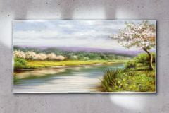 COLORAY.SK Skleneny obraz Strom rieka kvety krajina 120x60 cm