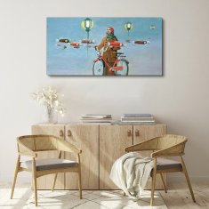 COLORAY.SK Obraz Canvas Maľovanie žien na bicykli hmla 120x60 cm