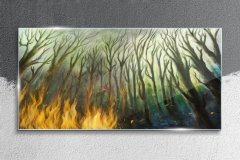 COLORAY.SK Skleneny obraz Maľovanie lesné strom oheň 100x50 cm