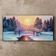COLORAY.SK Obraz Canvas Maľovanie zimné stromy most 100x50 cm