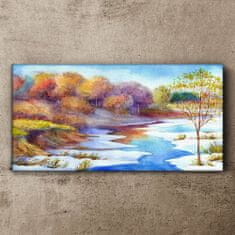 COLORAY.SK Obraz Canvas Akvarel strom rieka 120x60 cm