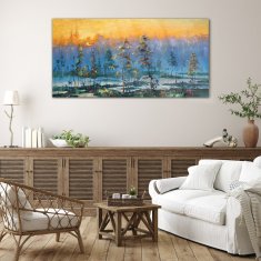COLORAY.SK Skleneny obraz Maľovanie lesa slnko 140x70 cm