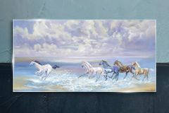 COLORAY.SK Skleneny obraz Maľovanie koní pobrežie 100x50 cm