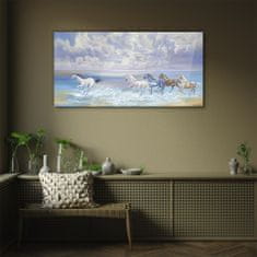COLORAY.SK Skleneny obraz Maľovanie koní pobrežie 100x50 cm