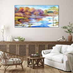 COLORAY.SK Skleneny obraz Akvarel strom rieka 140x70 cm