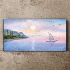 COLORAY.SK Obraz Canvas Aquarelle Boat Sea 120x60 cm