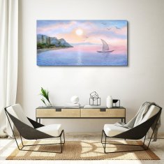 COLORAY.SK Obraz Canvas Aquarelle Boat Sea 120x60 cm