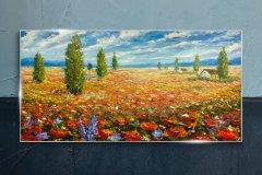 COLORAY.SK Skleneny obraz Maľovanie kvetín pole 120x60 cm