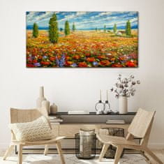 COLORAY.SK Skleneny obraz Maľovanie kvetín pole 120x60 cm