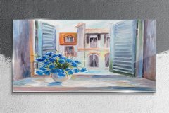 COLORAY.SK Skleneny obraz Maľovanie kvety strechy 100x50 cm