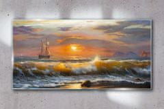 COLORAY.SK Skleneny obraz Pobrežné vlny západu slnka 100x50 cm