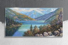 COLORAY.SK Skleneny obraz Maľovanie hory jazero 120x60 cm