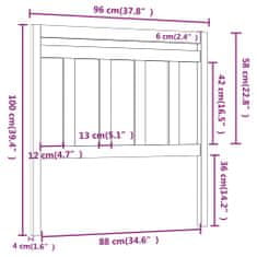 Vidaxl Čelo postele biele 96x4x100 cm masívna borovica