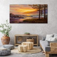 COLORAY.SK Obraz canvas Stromy vlny západu slnka 140x70 cm
