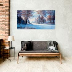 COLORAY.SK Skleneny obraz Maľovanie zimnej lesné stromy 100x50 cm