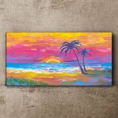 COLORAY.SK Obraz Canvas Pláž Palm Sunset 140x70 cm