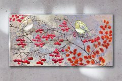 COLORAY.SK Skleneny obraz Vetvy ovocie listy vtákov 120x60 cm