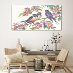 COLORAY.SK Skleneny obraz Zvieratá birds flowers 120x60 cm