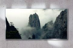 COLORAY.SK Skleneny obraz Mountain fog hmlou strom mraky 100x50 cm
