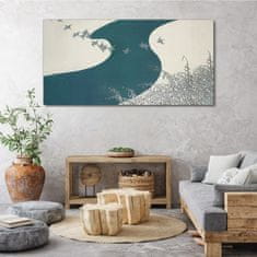 COLORAY.SK Obraz Canvas Zimná rieka Snehové vtáky 140x70 cm