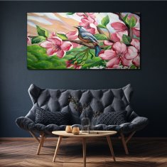 COLORAY.SK Obraz canvas Abstrakcie kvety vták 140x70 cm