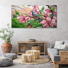 COLORAY.SK Obraz canvas Abstrakcie kvety vták 140x70 cm