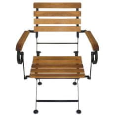 Vidaxl Skladacie záhradné stoličky, 4 kusy, oceľ a masívne akáciové drevo