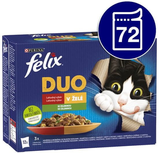 Felix FANTASTIC Duo multipack lahodný výber v želé 72x85 g