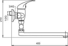 NOVASERVIS Vaňová paneláková batéria 150 mm Metalia 55 chróm 55072,0 - Novaservis