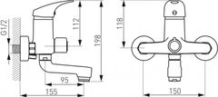 NOVASERVIS Vaňová nástenná batéria 150 mm ONE chróm BFO1A - Novaservis