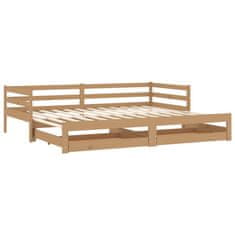 Vidaxl Výsuvná posteľ, 2 x (90x200) cm, medovo hnedá, borovicové drevo