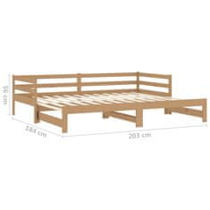 Vidaxl Výsuvná posteľ, 2 x (90x200) cm, medovo hnedá, borovicové drevo