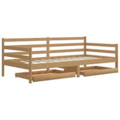 Vidaxl Denná posteľ so zásuvkami, 90x200 cm, medovo hnedá, borovica