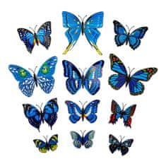 Northix 12ks modrých dekoratívnych 3D papierových motýľov na steny 