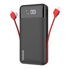 DUDAO K1Pro Power Bank 20000mAh 2x USB + kábel Lightning / USB-C / Micro USB, čierny