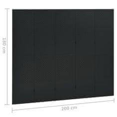 Vidaxl Paraván s 5 panelmi, čierny 200x180 cm oceľ