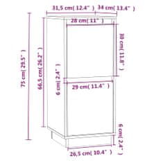 Vidaxl Komoda biela 31,5x34x75 cm borovicový masív