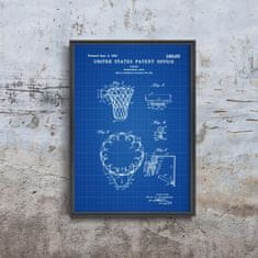 Vintage Posteria Poster Poster Americký patent na basketbalový kôš A4 - 21x29,7 cm